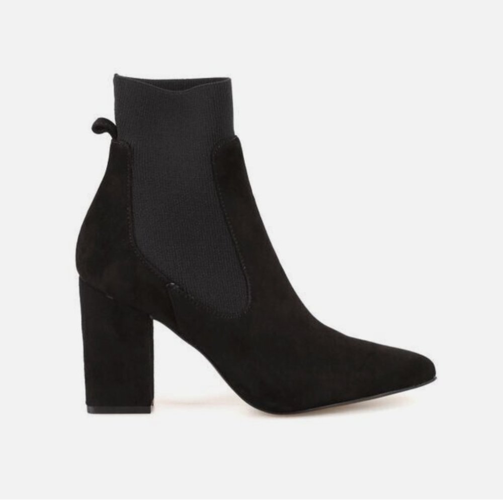 Steve Madden Richter Heel Ankle Black Suede Sock Booties Size 8M